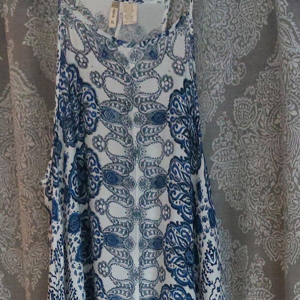 Woman's royal blue and white viscose dress